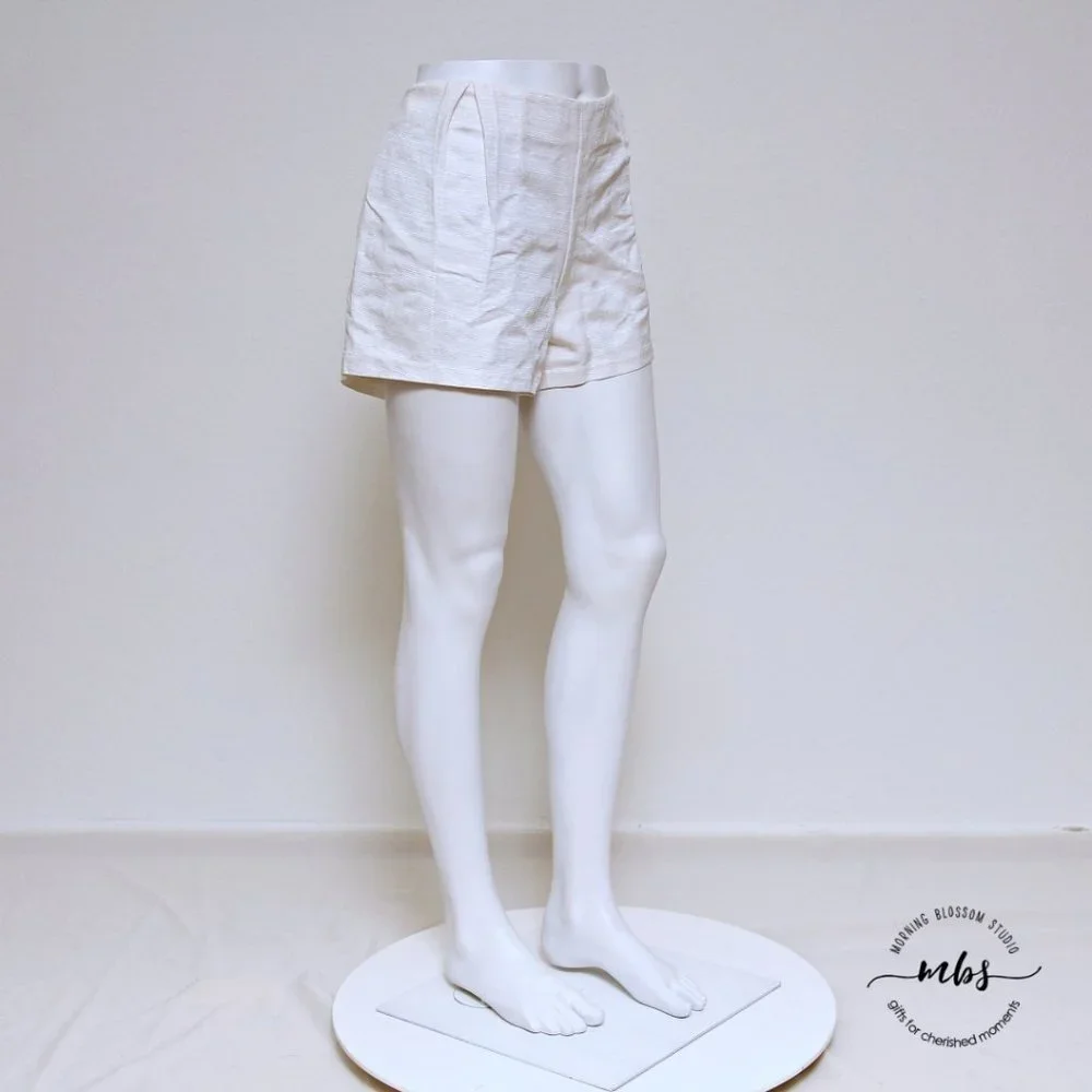 Tory Burch Georgina Silk Linen Cotton‎ Blend High Waist Pleated Shorts